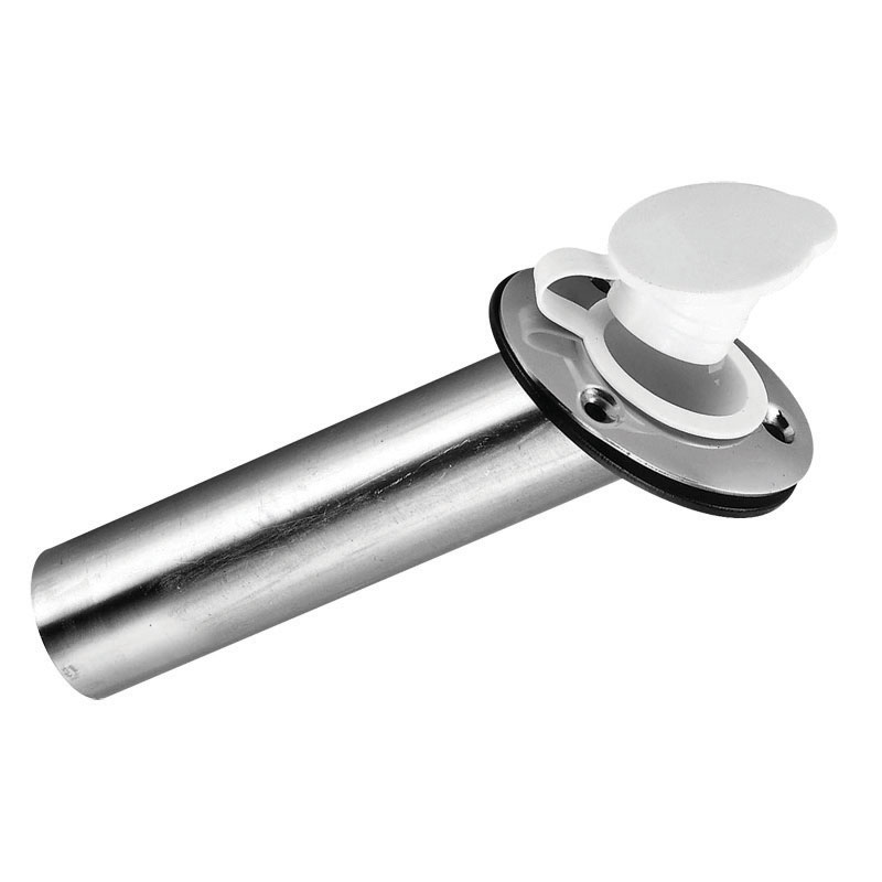 Flush Mount Rod Holder, stainless steel, w/ plastic white flip-up cap, L 226mm