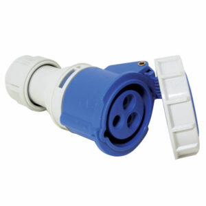 Enchufe hembra, cubierta seguridad, 16 a 220-240v, azul