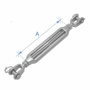 Frame turnbuckle w/ nut, jaw & jaw, Inox 316, 10mm
